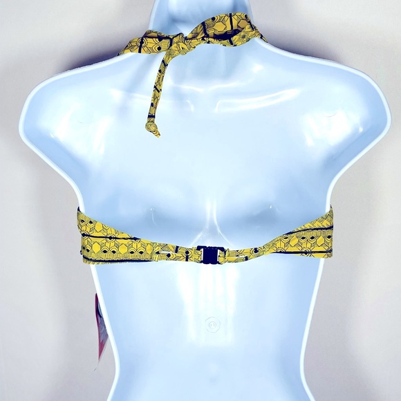 Rip Zone Yellow Bikini Top Size Large B Cup Blue Aztec Design - Picture 3 of 5